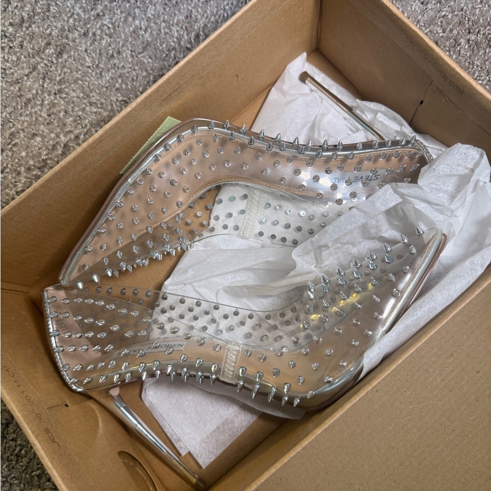 Vala S  Steve Madden Clear Spiked  Heels